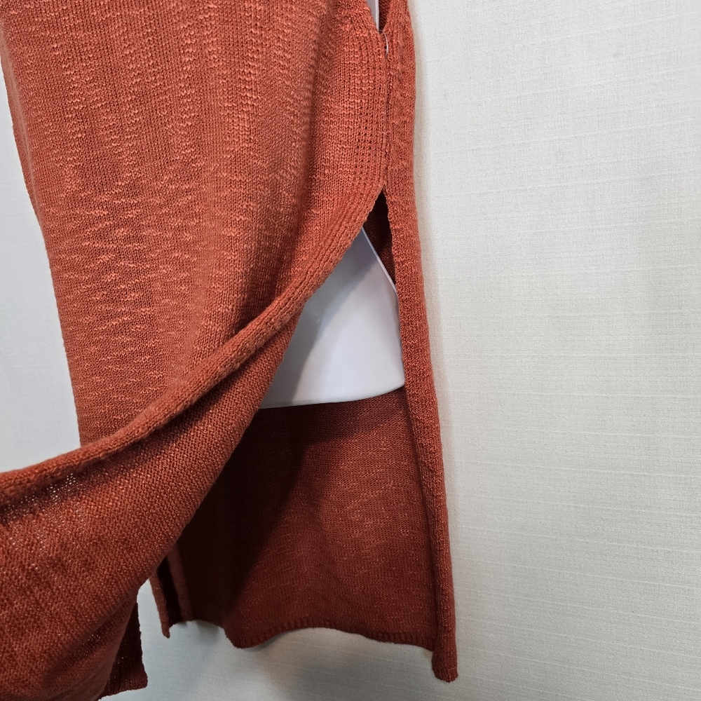 Women's Boho Sleeveless Knit Sweater Tank Top Sleeveless Side Slit M - Picture 8 of 13